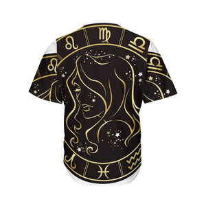 Gold And Black Virgo Sign Print Men's Baseball Jersey