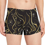 Gold And Black Virgo Sign Print Men's Boxer Briefs