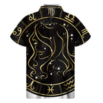 Gold And Black Virgo Sign Print Men's Short Sleeve Shirt