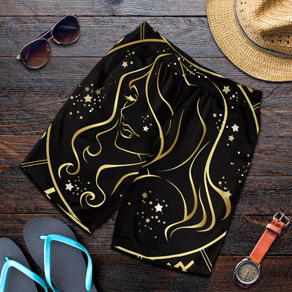 Gold And Black Virgo Sign Print Men's Shorts