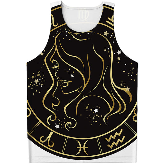 Gold And Black Virgo Sign Print Men's Tank Top