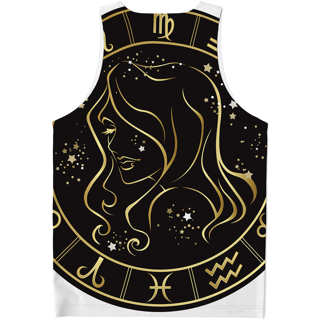 Gold And Black Virgo Sign Print Men's Tank Top