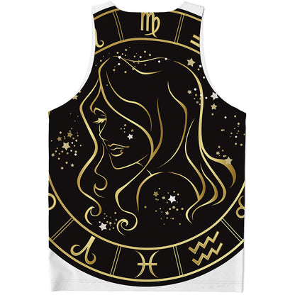 Gold And Black Virgo Sign Print Men's Tank Top