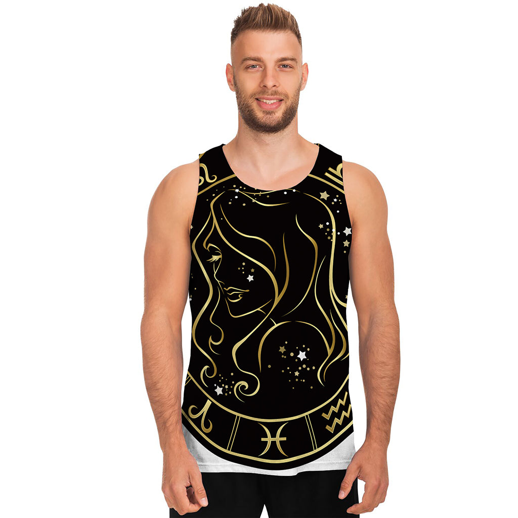 Gold And Black Virgo Sign Print Men's Tank Top
