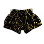 Gold And Black Virgo Sign Print Muay Thai Boxing Shorts