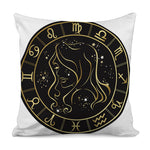 Gold And Black Virgo Sign Print Pillow Cover