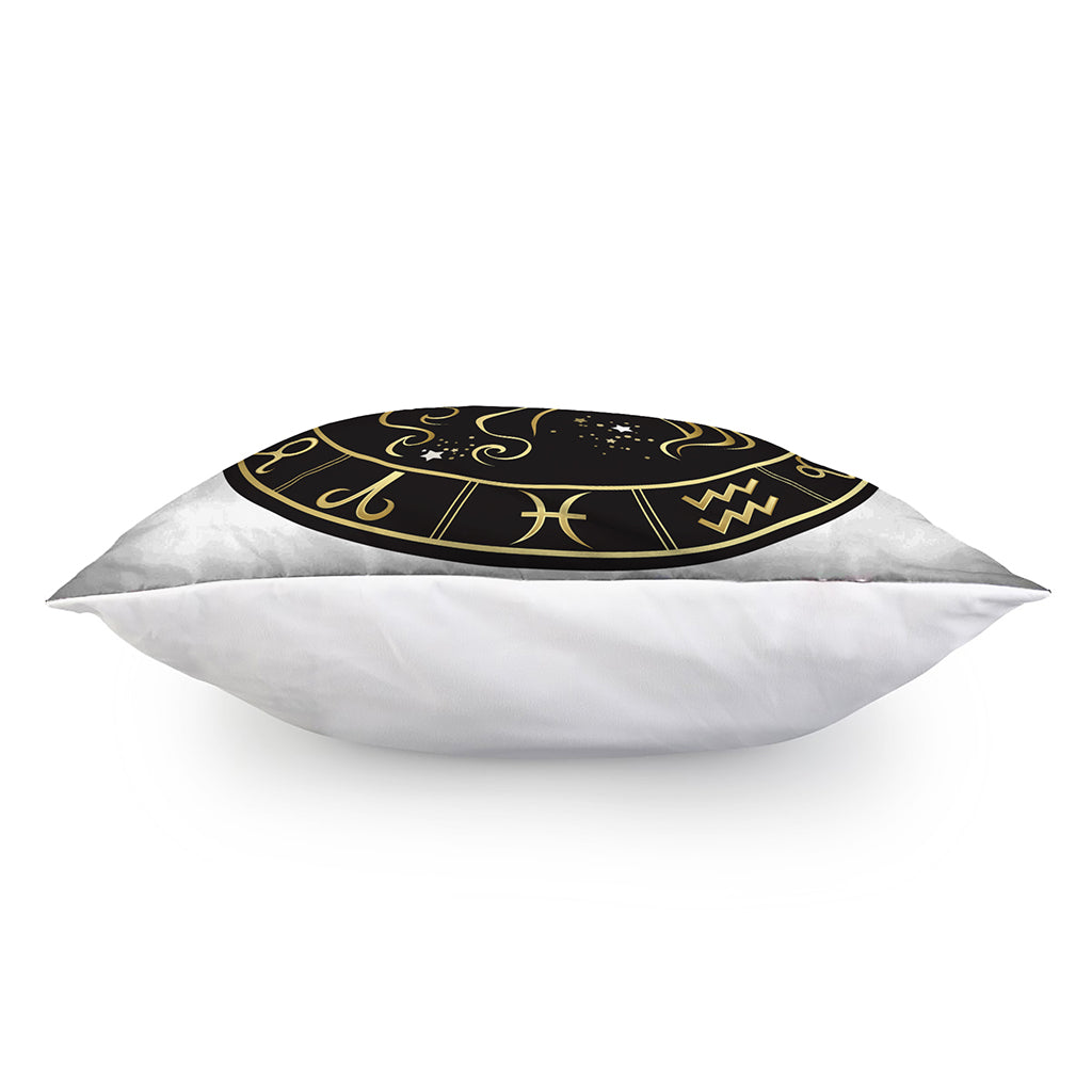 Gold And Black Virgo Sign Print Pillow Cover