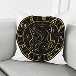 Gold And Black Virgo Sign Print Pillow Cover