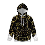 Gold And Black Virgo Sign Print Pullover Hoodie