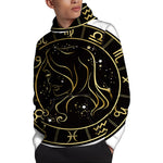Gold And Black Virgo Sign Print Pullover Hoodie