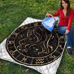 Gold And Black Virgo Sign Print Quilt