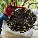 Gold And Black Virgo Sign Print Quilt