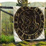 Gold And Black Virgo Sign Print Quilt