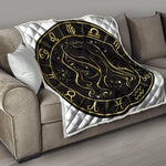 Gold And Black Virgo Sign Print Quilt