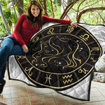 Gold And Black Virgo Sign Print Quilt