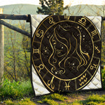 Gold And Black Virgo Sign Print Quilt