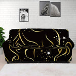 Gold And Black Virgo Sign Print Sofa Cover