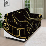 Gold And Black Virgo Sign Print Sofa Cover