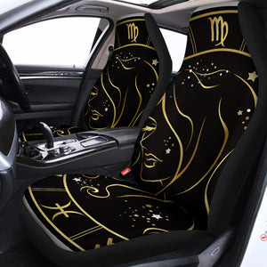 Gold And Black Virgo Sign Print Universal Fit Car Seat Covers