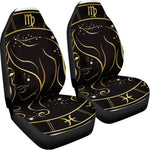 Gold And Black Virgo Sign Print Universal Fit Car Seat Covers