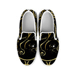 Gold And Black Virgo Sign Print White Slip On Shoes