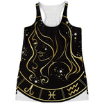 Gold And Black Virgo Sign Print Women's Racerback Tank Top