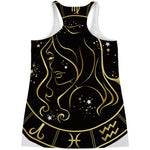 Gold And Black Virgo Sign Print Women's Racerback Tank Top