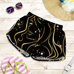Gold And Black Virgo Sign Print Women's Shorts