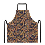 Gold And Blue Paisley Pattern Print Apron