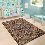 Gold And Blue Paisley Pattern Print Area Rug