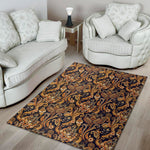 Gold And Blue Paisley Pattern Print Area Rug