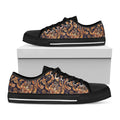 Gold And Blue Paisley Pattern Print Black Low Top Sneakers