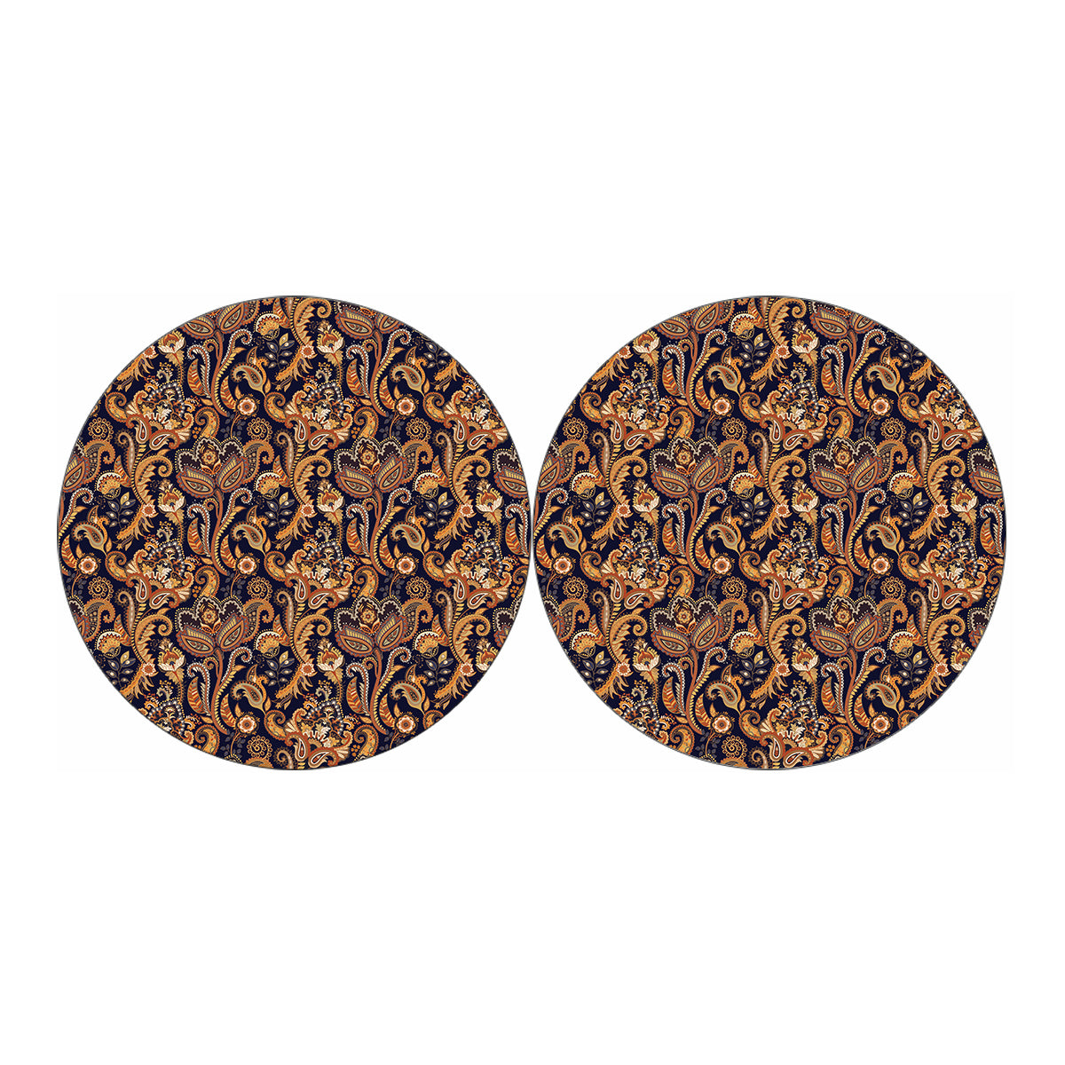Gold And Blue Paisley Pattern Print Car Coasters