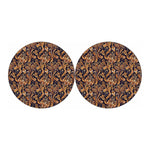 Gold And Blue Paisley Pattern Print Car Coasters