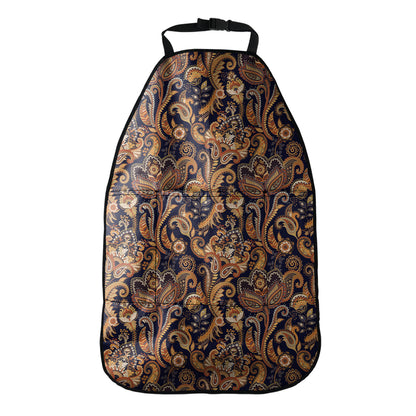 Gold And Blue Paisley Pattern Print Car Seat Organizers