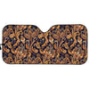 Gold And Blue Paisley Pattern Print Car Sun Shade