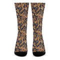Gold And Blue Paisley Pattern Print Crew Socks