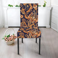 Gold And Blue Paisley Pattern Print Dining Chair Slipcover