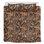 Gold And Blue Paisley Pattern Print Duvet Cover Bedding Set