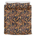 Gold And Blue Paisley Pattern Print Duvet Cover Bedding Set