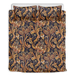 Gold And Blue Paisley Pattern Print Duvet Cover Bedding Set