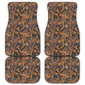 Gold And Blue Paisley Pattern Print Front and Back Car Floor Mats
