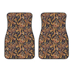 Gold And Blue Paisley Pattern Print Front Car Floor Mats