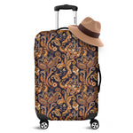 Gold And Blue Paisley Pattern Print Luggage Cover