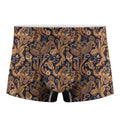Gold And Blue Paisley Pattern Print Men's Boxer Briefs