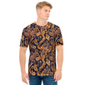 Gold And Blue Paisley Pattern Print Men's T-Shirt