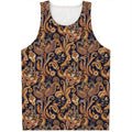 Gold And Blue Paisley Pattern Print Men's Tank Top