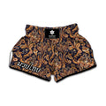 Gold And Blue Paisley Pattern Print Muay Thai Boxing Shorts