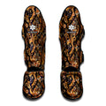 Gold And Blue Paisley Pattern Print Muay Thai Shin Guards