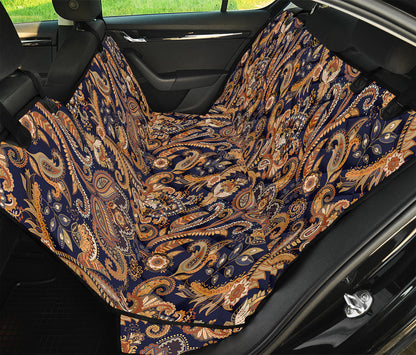 Gold And Blue Paisley Pattern Print Pet Car Back Seat Cover